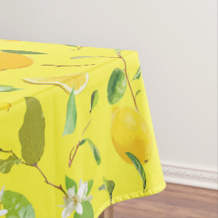 Watercolor Lemon & Leaves 4 Tablecloth