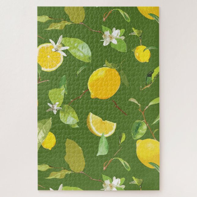 Watercolor Lemon & Leaves 5 Jigsaw Puzzle (Vertical)