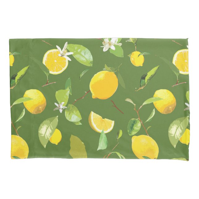 Watercolor Lemon & Leaves 5 Pillow Case (Front-Left)