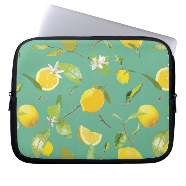 Watercolor Lemon & Leaves 8 Laptop Sleeve (Front)