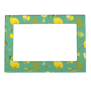 Watercolor Lemon & Leaves 8 Magnetic Frame
