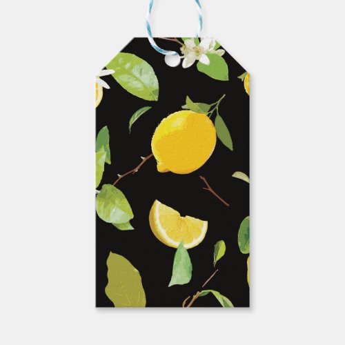 Watercolor Lemon  Leaves Gift Tags