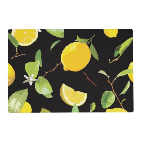 Watercolor Lemon  Leaves Placemat