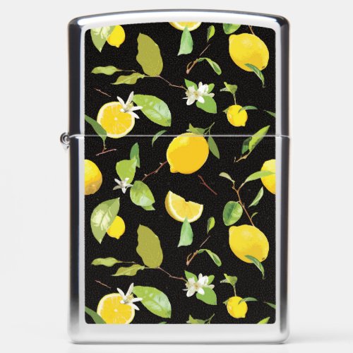 Watercolor Lemon  Leaves Zippo Lighter