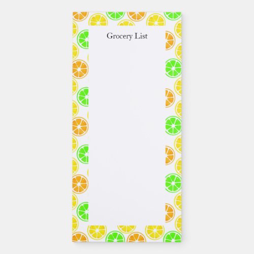 Watercolor Lemon Lime Orange Slices Pattern   Magnetic Notepad