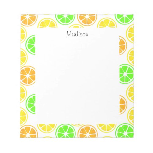 Watercolor Lemon Lime Orange Slices Pattern Notepad