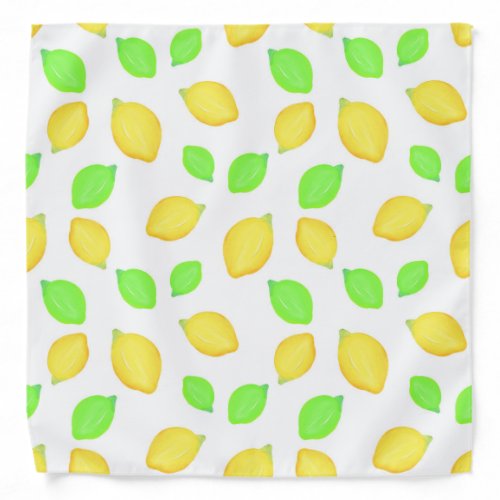 Watercolor Lemon Lime Pattern Bandana