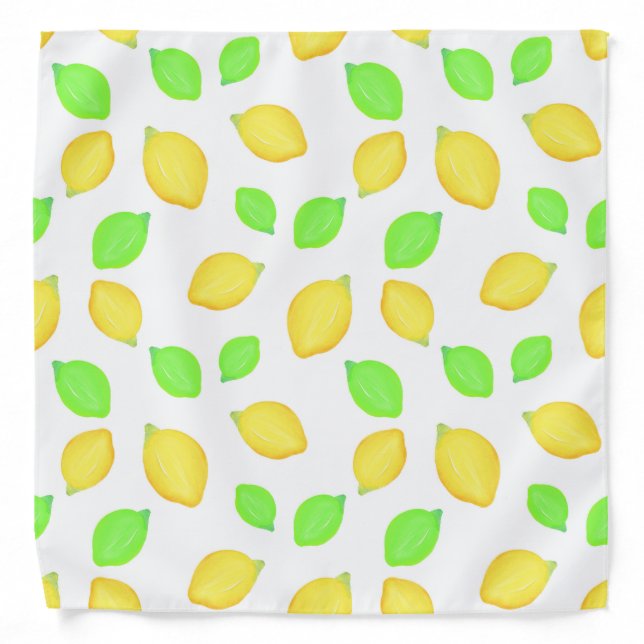 Watercolor Lemon Lime Pattern Bandana (Front)