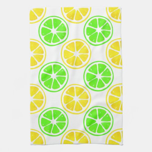 Watercolor Lemon Lime Slices   Kitchen Towel