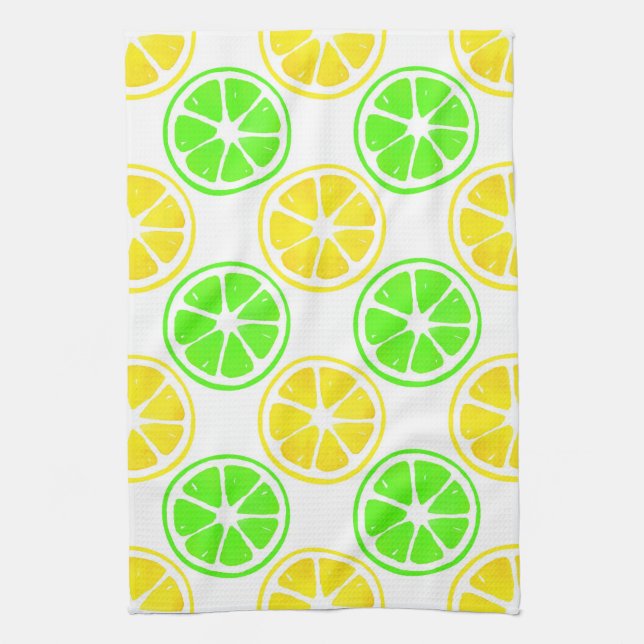Watercolor Lemon Lime Slices   Kitchen Towel (Vertical)