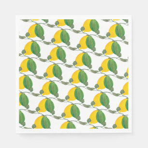 Watercolor Lemon Limes Hand Painted Patterned Napkins