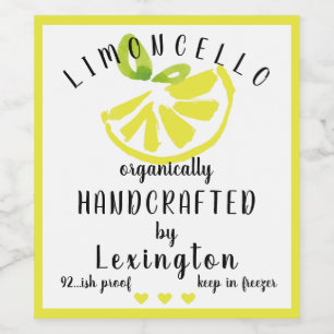 Watercolor Lemon Limoncello For A Taller Bottle Wine Label