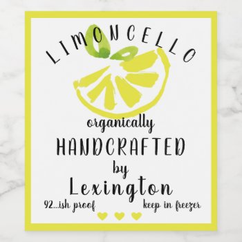 Watercolor Lemon Limoncello For A Taller Bottle | Wine Label by hungaricanprincess at Zazzle