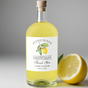 Watercolor Lemon Limoncello Liquor Bottle Labels