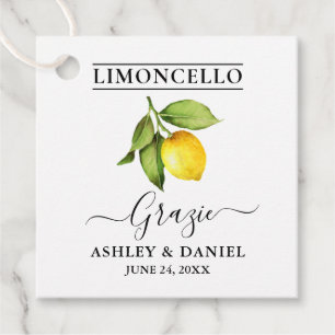 Watercolor Lemon Limoncello Wedding Grazie Favor Tags