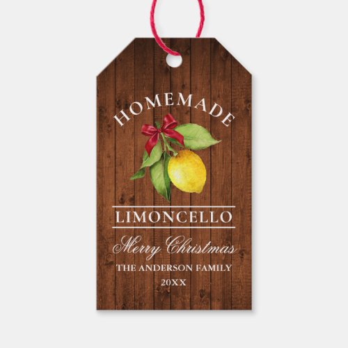  Watercolor Lemon Limoncello Wood Print Christmas Gift Tags