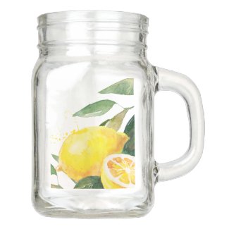 Watercolor Lemon Mason Jar