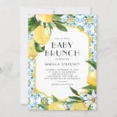 Watercolor Lemon Mediterranean Baby Shower Brunch Invitation (Front)