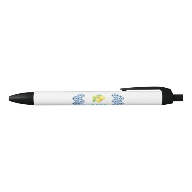 Watercolor Lemon Mediterranean Tile Logo Pen (Top)