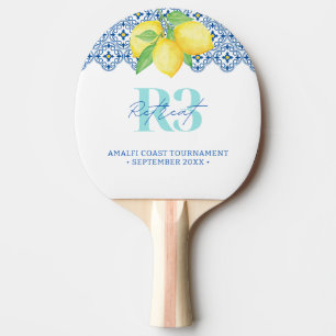 Watercolor Lemon Mediterranean Tile Logo Ping Pong Paddle