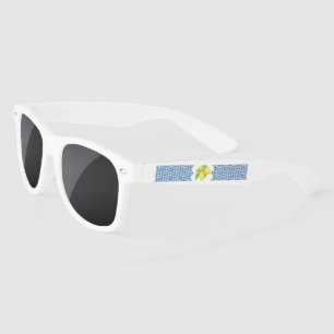 Watercolor Lemon Mediterranean Tile Logo Sunglasses