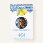 Watercolor Lemon Mediterranean Tile Photo ID Logo Badge