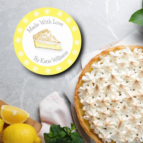 Watercolor Lemon Meringue Pie Made With Love Classic Round Sticker