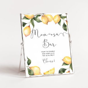 Watercolor lemon Mom-osa bar sign