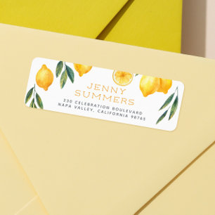 Watercolor Lemon Name & Return Address Label