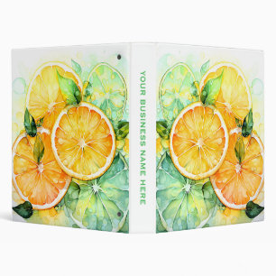 Watercolor Lemon Orange Lime Botanical Kitchen 3 Ring Binder