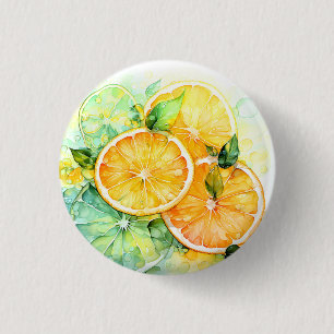 Watercolor Lemon Orange Lime Botanical Kitchen Button