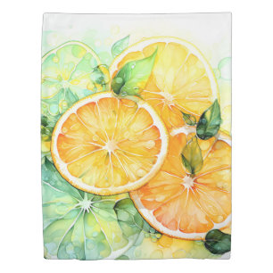 Watercolor Lemon Orange Lime Botanical Kitchen Duvet Cover
