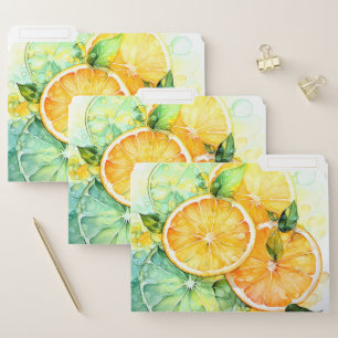 Watercolor Lemon Orange Lime Botanical Kitchen File Folder