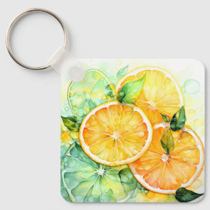 Watercolor Lemon Orange Lime Botanical Kitchen Keychain