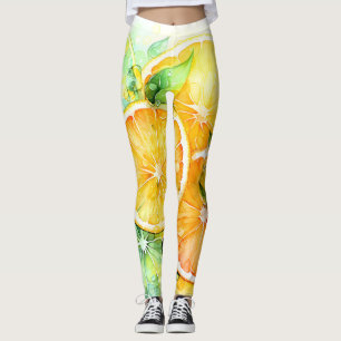 Watercolor Lemon Orange Lime Botanical Kitchen Leggings