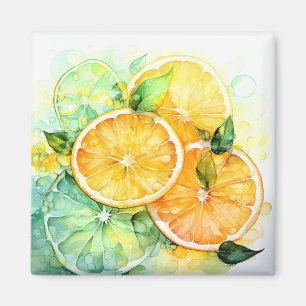 Watercolor Lemon Orange Lime Botanical Kitchen Magnet