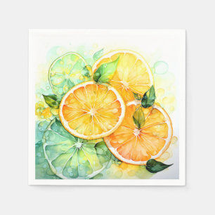 Watercolor Lemon Orange Lime Botanical Kitchen Napkins