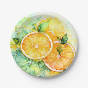 Watercolor Lemon Orange Lime Botanical Kitchen Paper Plates