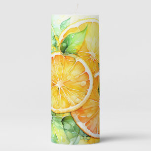 Watercolor Lemon Orange Lime Botanical Kitchen Pillar Candle