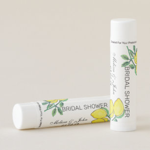 Watercolor Lemon Painted Bridal Shower Name Lip Balm