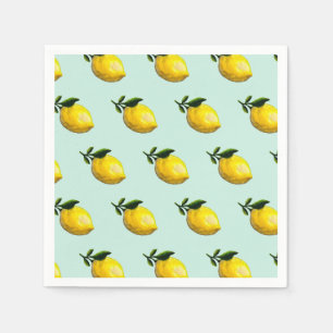 Watercolor lemon painting  napkins