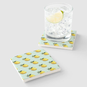 Watercolor lemon painting  stone coaster