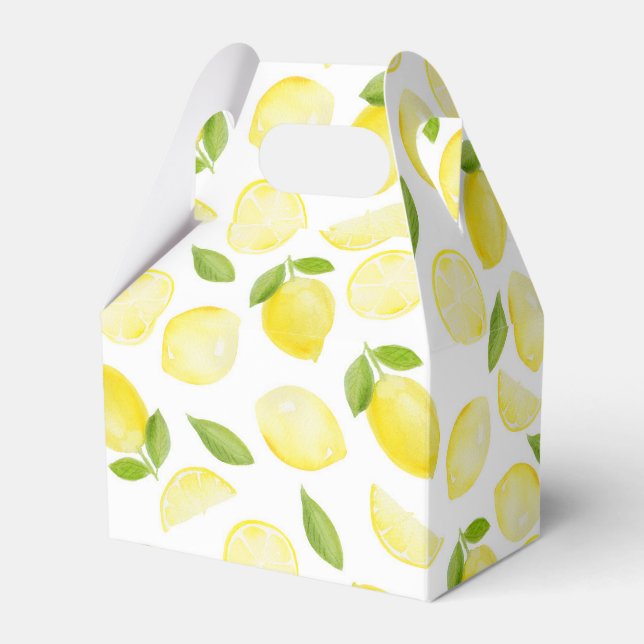 Watercolor Lemon Party Favor Box (Front Side)