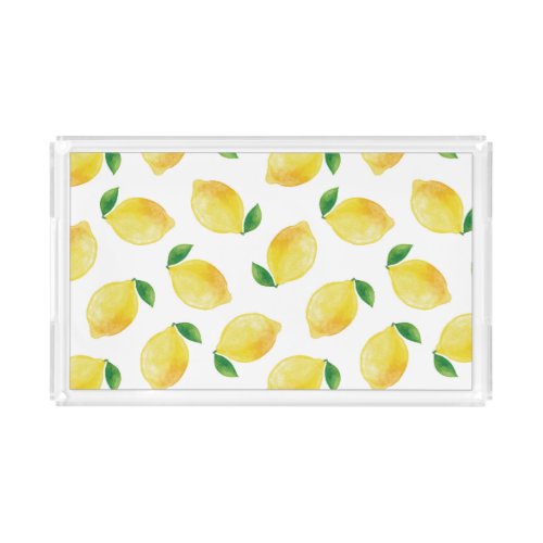 Watercolor Lemon Pattern Acrylic Tray