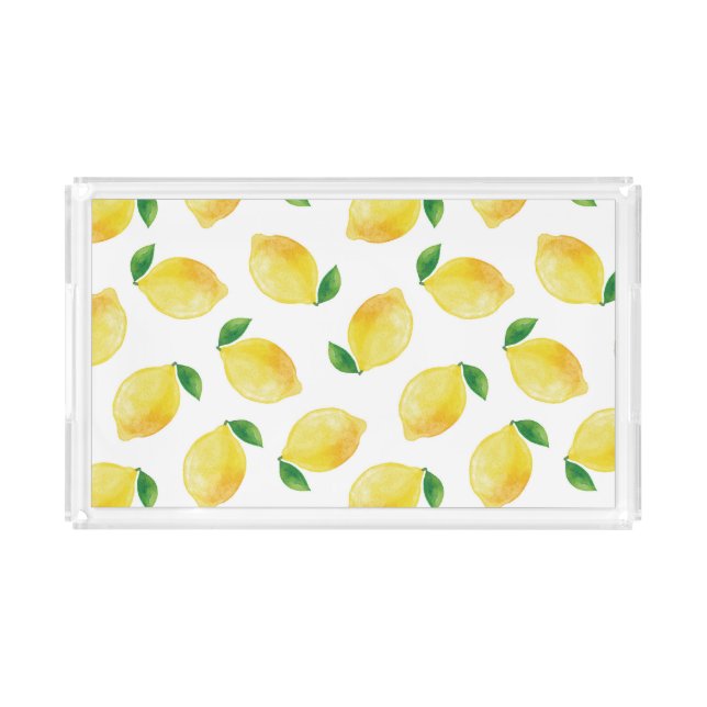 Watercolor Lemon Pattern Acrylic Tray (Front)