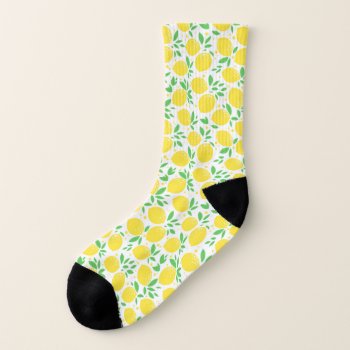 Watercolor Lemon Pattern All-over-print Socks by bestgiftideas at Zazzle