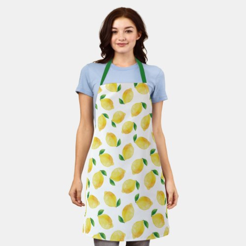 Watercolor Lemon Pattern Apron