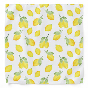 Watercolor Lemon Pattern Bandana