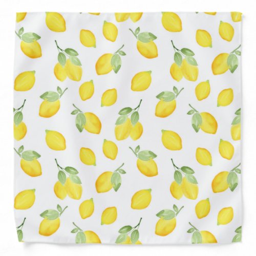 Watercolor Lemon Pattern Bandana