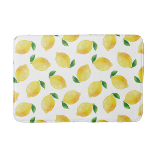 Watercolor Lemon Pattern Bath Mat